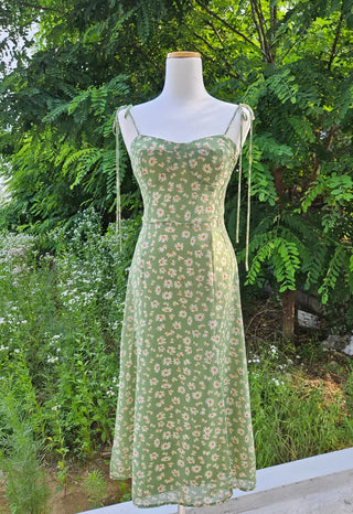 tube top string ribbon beach slim green lime green long one-piece dress