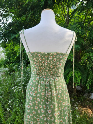 tube top string ribbon beach slim green lime green long one-piece dress