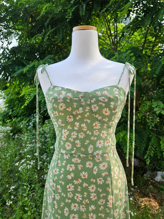 tube top string ribbon beach slim green lime green long one-piece dress