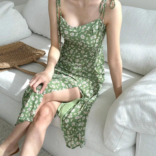 tube top string ribbon beach slim green lime green long one-piece dress