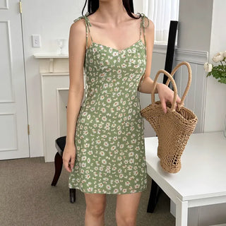 tube top string ribbon beach slim green lime green one-piece dress