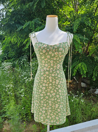 tube top string ribbon beach slim green lime green one-piece dress