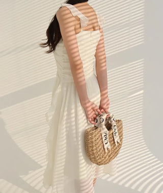 sleeveless Sky blue frill Girl princess lovely chiffon one-piece