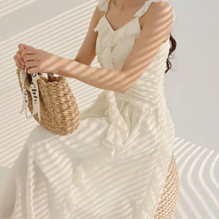 sleeveless Sky blue frill Girl princess lovely chiffon one-piece