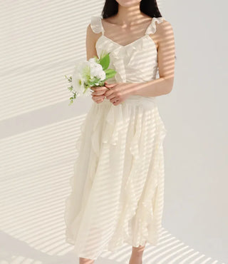 sleeveless Sky blue frill Girl princess lovely chiffon one-piece