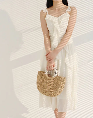 sleeveless Sky blue frill Girl princess lovely chiffon one-piece