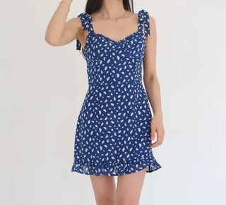 ribbon sleeveless nasi smoke dot polka dot mini short girl slim one-piece