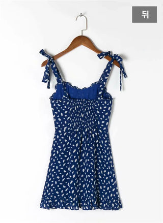 ribbon sleeveless nasi smoke dot polka dot mini short girl slim one-piece