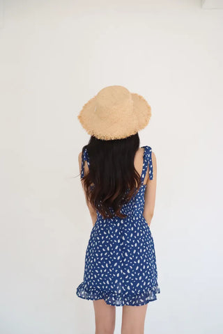 ribbon sleeveless nasi smoke dot polka dot mini short girl slim one-piece