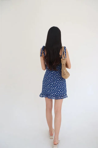 ribbon sleeveless nasi smoke dot polka dot mini short girl slim one-piece