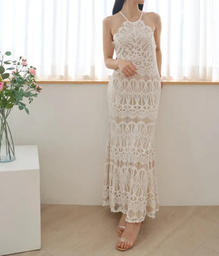 Halter Neck Backless Pretty Maxi Long One Piece