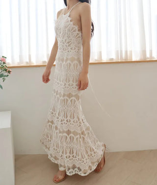 Halter Neck Backless Pretty Maxi Long One Piece