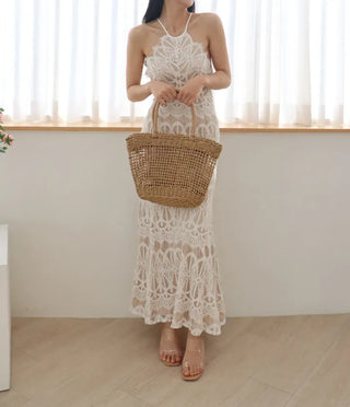 Halter Neck Backless Pretty Maxi Long One Piece