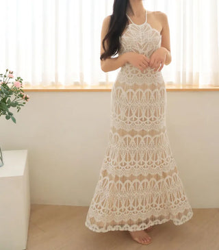 Halter Neck Backless Pretty Maxi Long One Piece