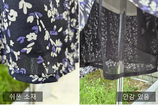 Slim tight sleeveless strappy tube top flower pattern chiffon one-piece dress.