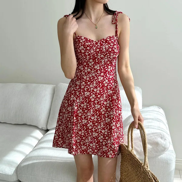 sleeveless nasi sleeveless mini floral banding one-piece