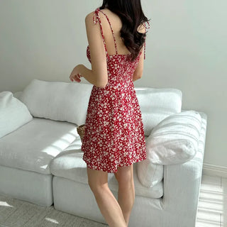 sleeveless nasi sleeveless mini floral banding one-piece