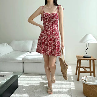sleeveless nasi sleeveless mini floral banding one-piece