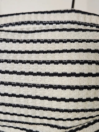 Black striped dangara tube top shirring crop pants and tummy tuck piece bikini swimsuit set