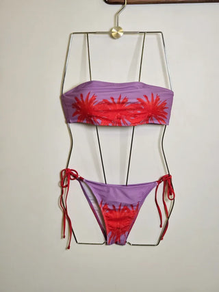 🌺Tropical piece strap see-through tube top tank top banding crop sexy resort look bikini swimsuit set