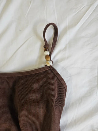 Brown Golji piece one-piece swimsuit team resort look cardigan included body-covering swimsuit set