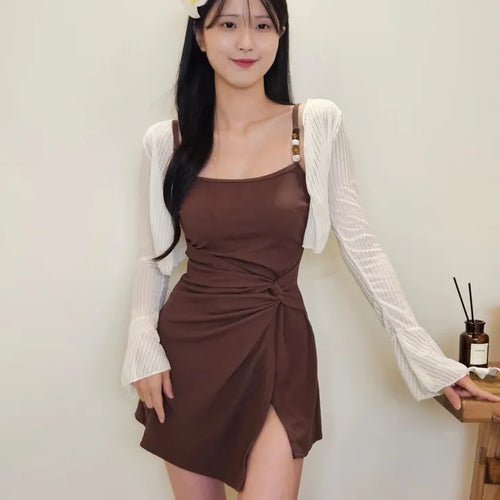 Brown Golji piece one-piece swimsuit team resort look cardigan included body-covering swimsuit set