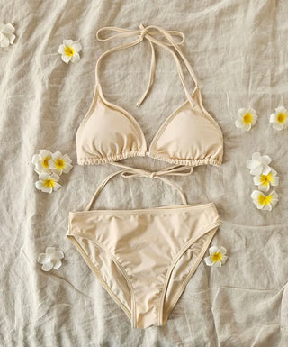 Ruffle frill see-through one-piece cover-up bikini set slim fit innocent swimsuit beachwear