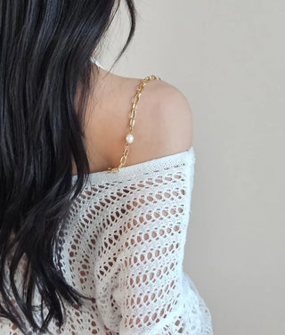 ☀️Salantatem Bikini Cover-up Off-Shoulder Summer Net Knit Mesh Chain Long Sleeve Knit Beach Top