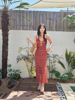 long one-piece slim fit summer vacation look resort sexy nasi sleeveless strap one-piece