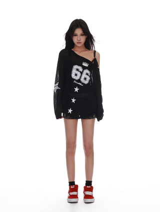 black knit blouse