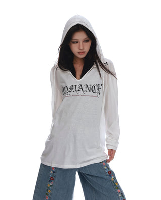 white hooded blouse