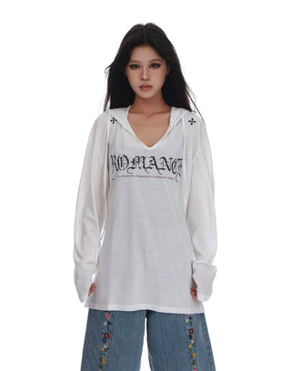 white hooded blouse