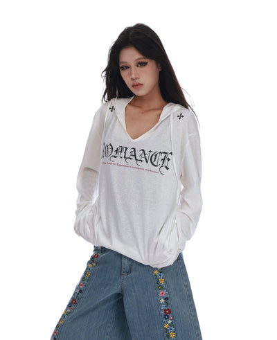 white hooded blouse