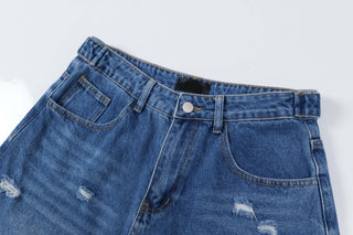 ripped denim Jorts
