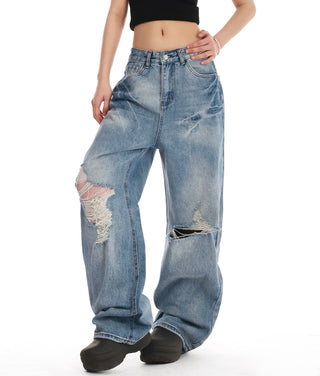 distressed wide jeans