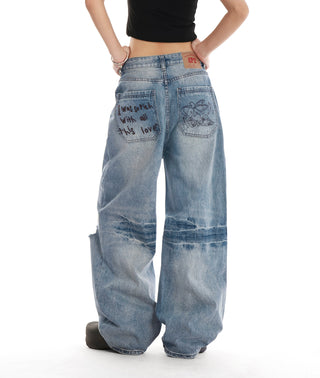 distressed wide jeans