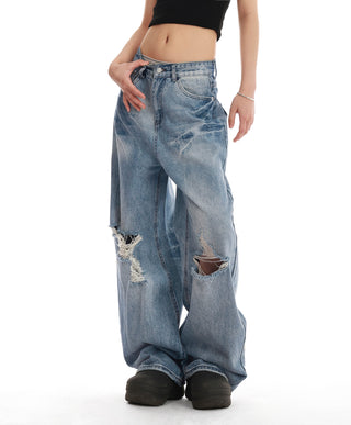 distressed wide jeans