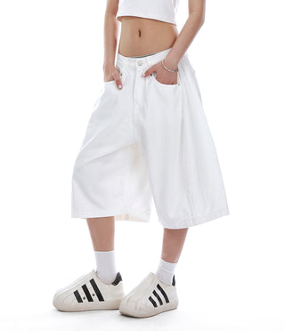 white wide Jorts