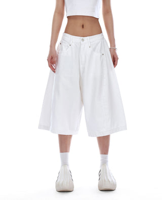 white wide Jorts