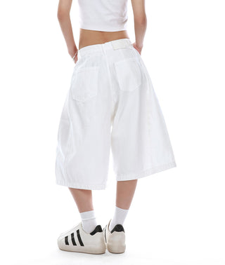 white wide Jorts
