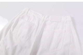 white wide Jorts
