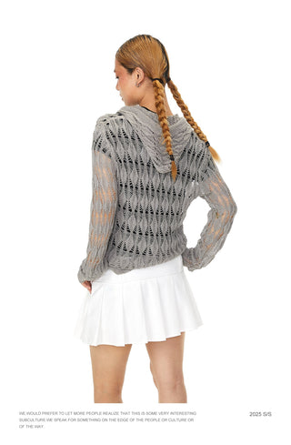 knit hooded cardigan