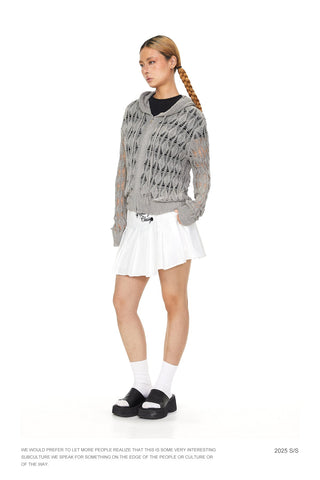 knit hooded cardigan