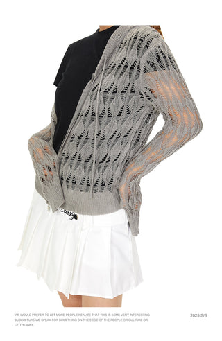 knit hooded cardigan