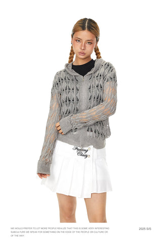 knit hooded cardigan