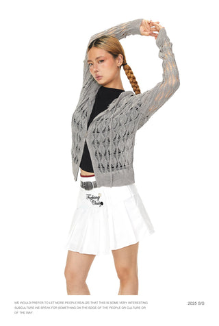 knit hooded cardigan