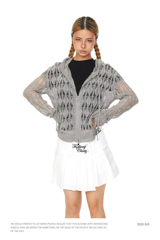 knit hooded cardigan