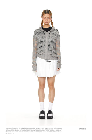 knit hooded cardigan