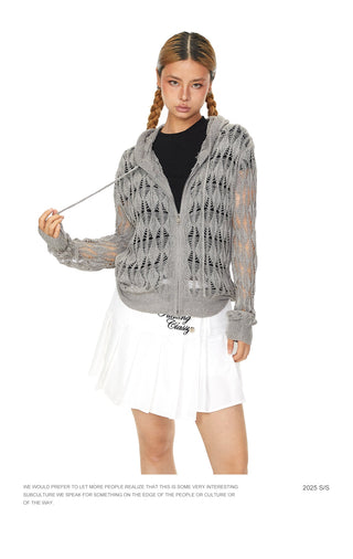 knit hooded cardigan