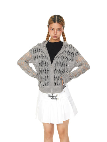 knit hooded cardigan
